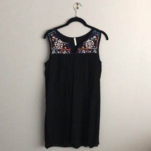 Black Embroidered Mini Dress